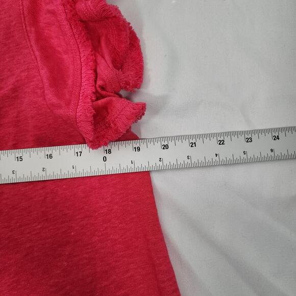 Chicos Linen Blend Flutter Sleeve Top Boho Beach Size 2 12/14 L Pink Beach Boho - Picture 5 of 6